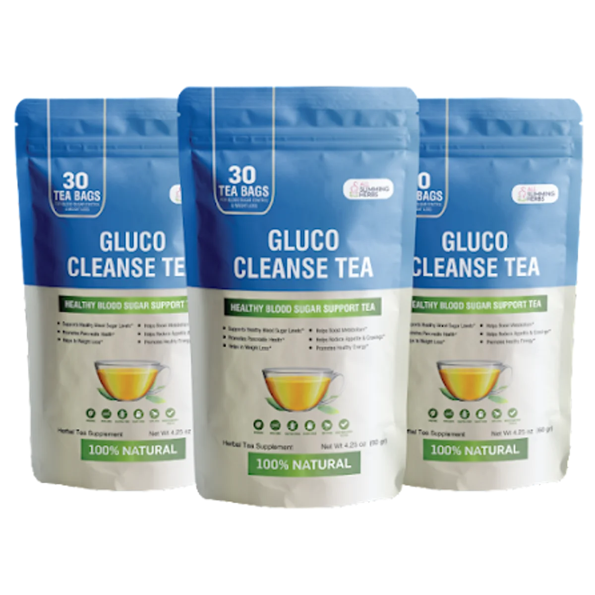 Gluco Cleanse Tea Blood Sugar Support — Front Label